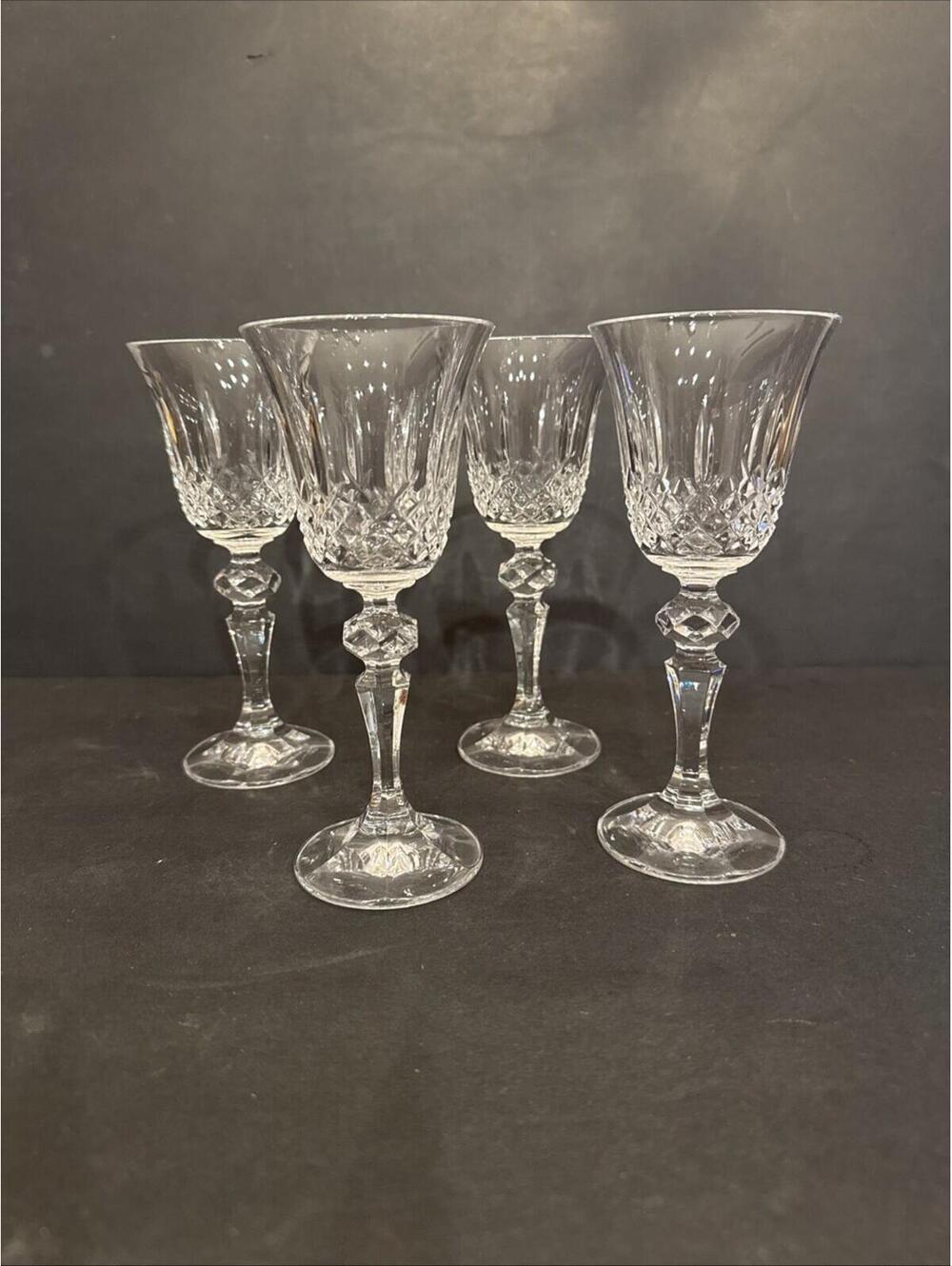 Bohemia Crystal Set Of 4 Cordial Glasses Marquis Pattern 6” T By 2.5” W